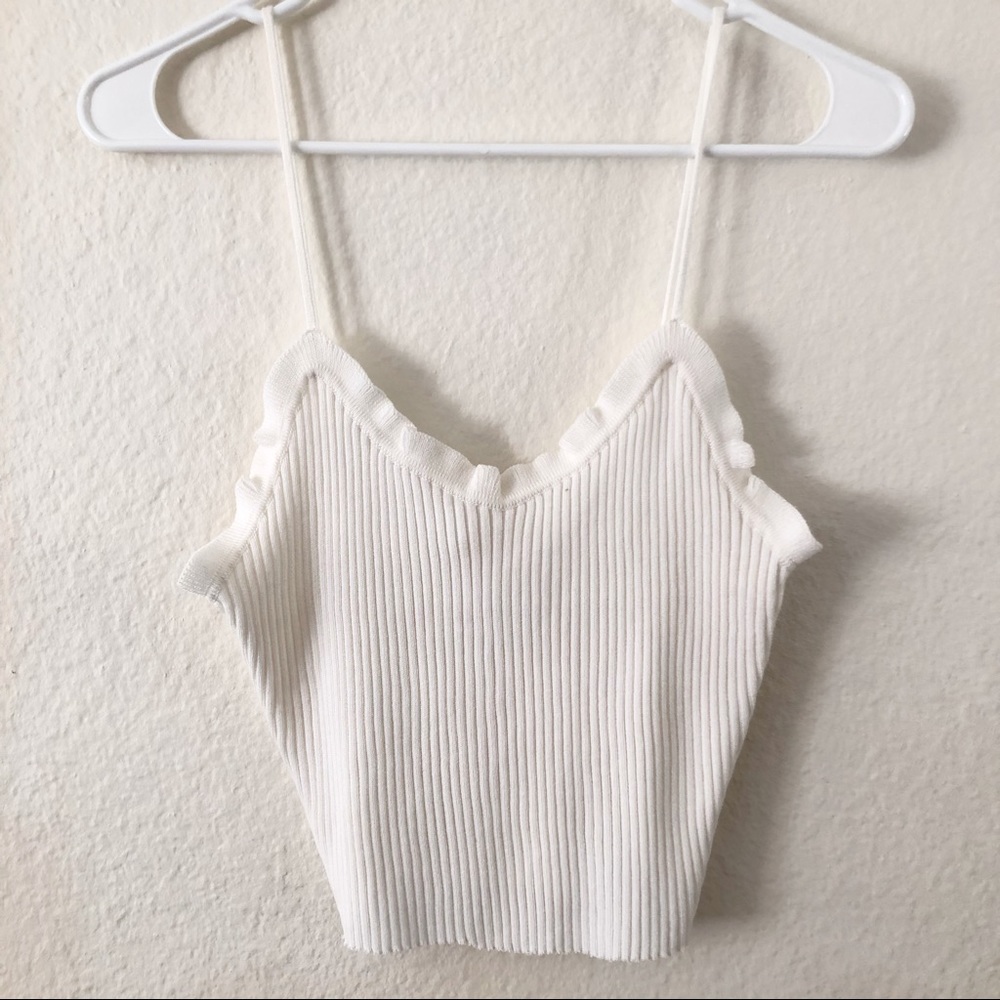 White Ribbed Tank Crop Top